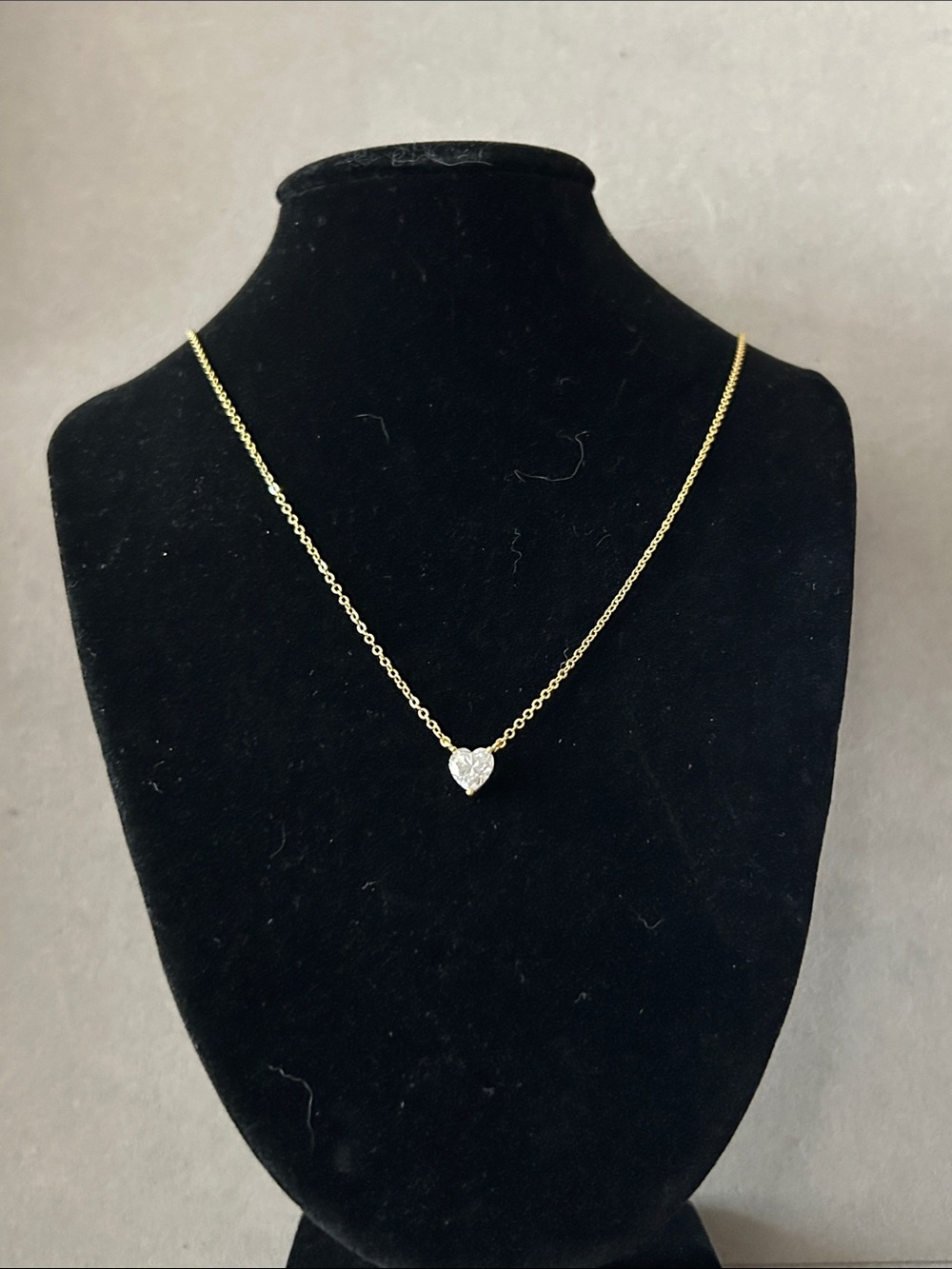 Gold over 925 Sterling Silver Heart Pendant Necklace with Moissanite